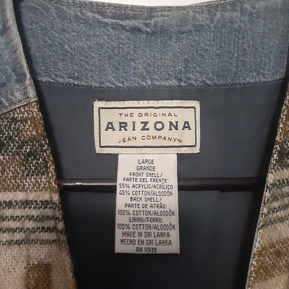 Vtg 90s Arizona Jean Company Denim Blue Vest Western Aztec Boho Mens Size L - Picture 3 of 7